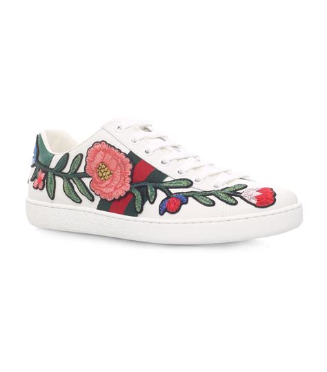 gucci white sneakers flowers|Gucci ace low top sneakers.